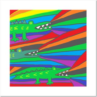 rainbow crocodile Posters and Art